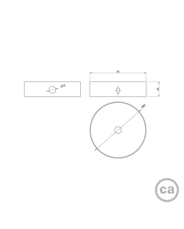 Kit Mini metal cylindrical rose with 1 central hole and 2 lateral holes