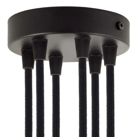 Cylindrical metal 6-hole ceiling rose kit - Black