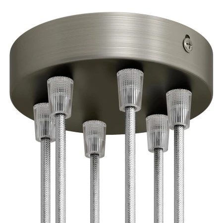 Cylindrical metal 6-hole ceiling rose kit - Brushed titanium