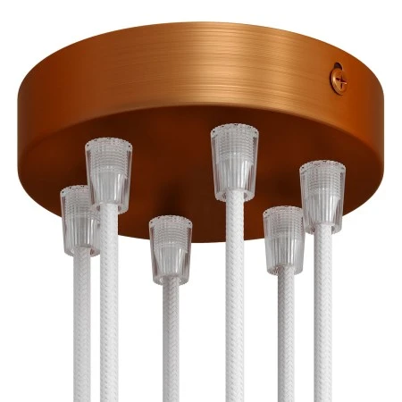 Cylindrical metal 6-hole ceiling rose kit - Brushed copper