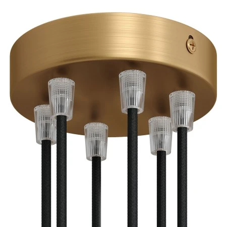 Cylindrical metal 6-hole ceiling rose kit - Brushed bronze