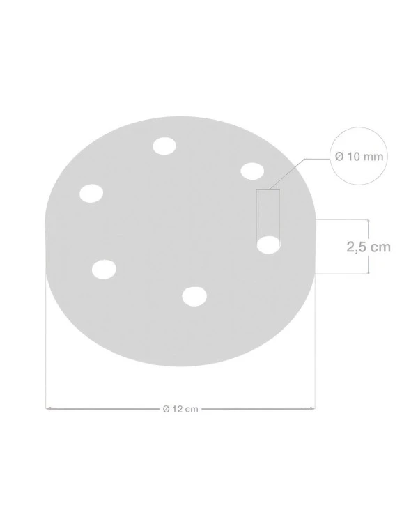 Cylindrical metal 6-hole ceiling rose kit