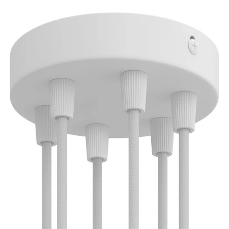 Cylindrical metal 6-hole ceiling rose kit - Matt White