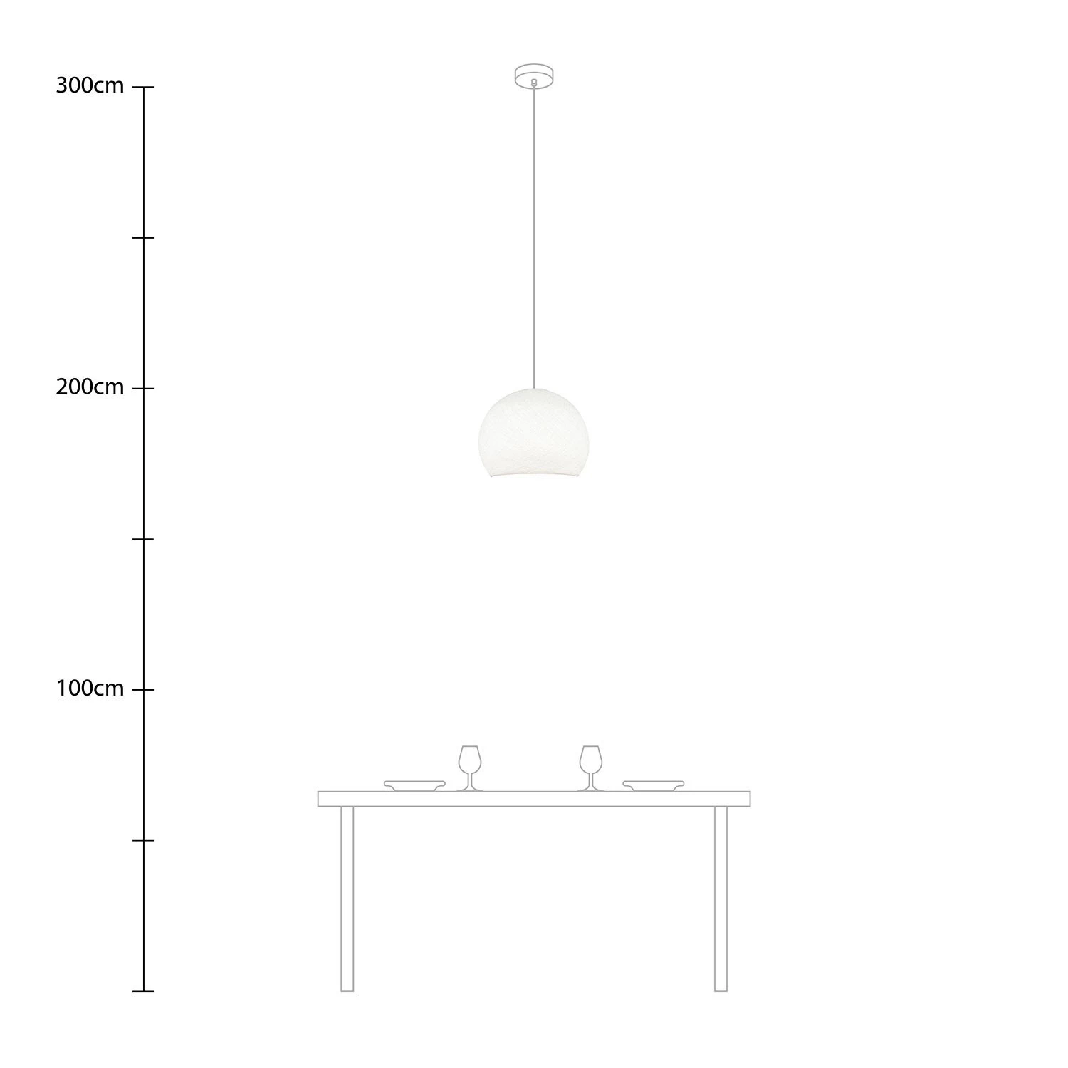 Suspension Lamp with Dome Lampshade