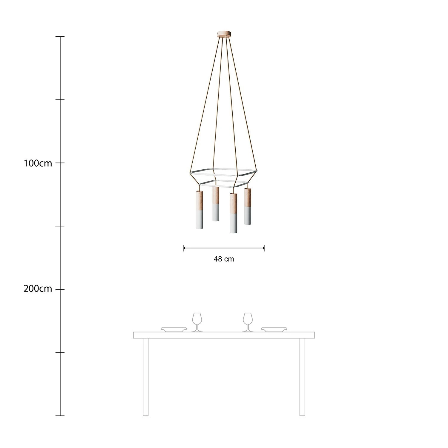 4-fall 2 Cage Tub-E14 Double Lamp