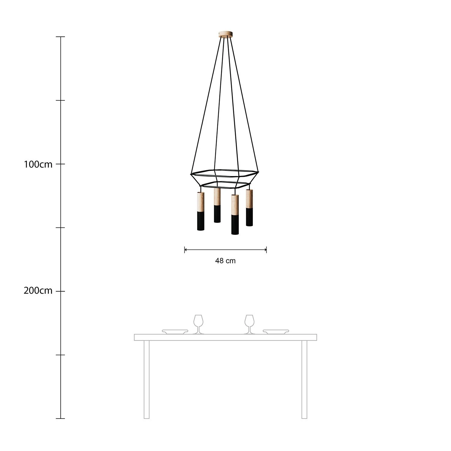 4-fall 2 Cage Tub-E14 Double Lamp