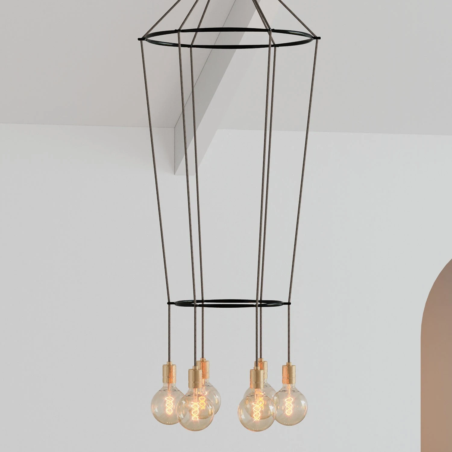 6-fall 2 Cage Globe Lamp