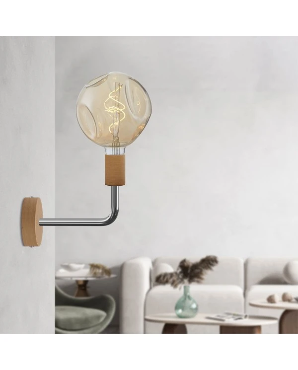 Fermaluce Elle wooden Lamp with Bumped lightbulb