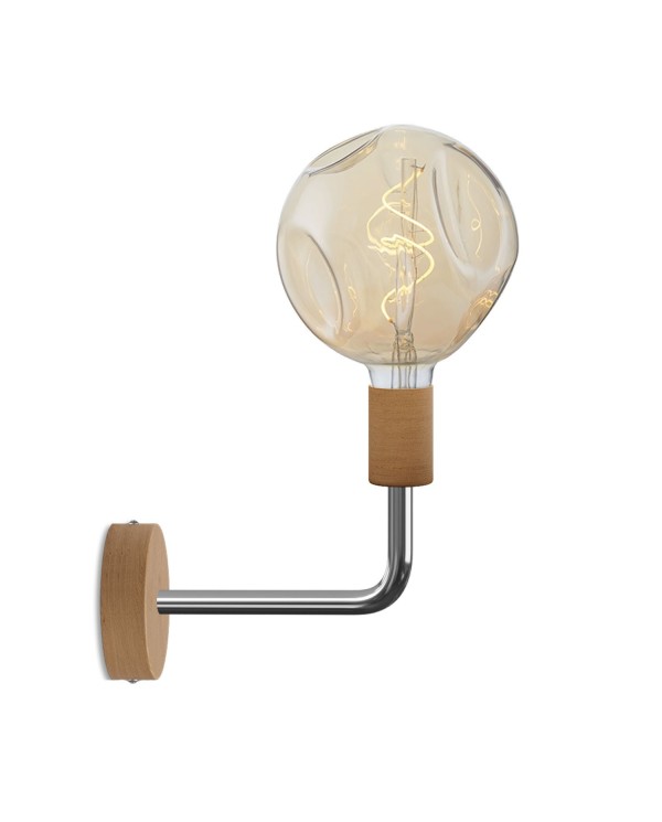 Fermaluce Elle wooden Lamp with Bumped lightbulb