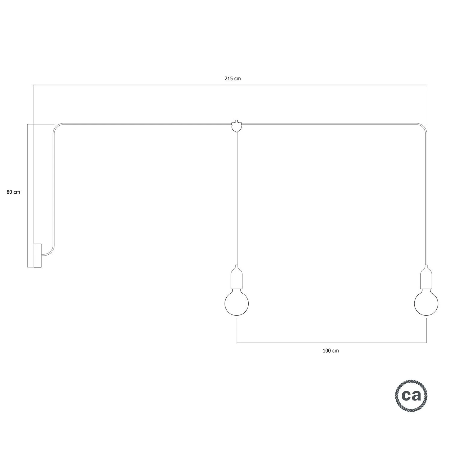 F-Snake EIVA Outdoor lamp IP65 with 2 lights with rose