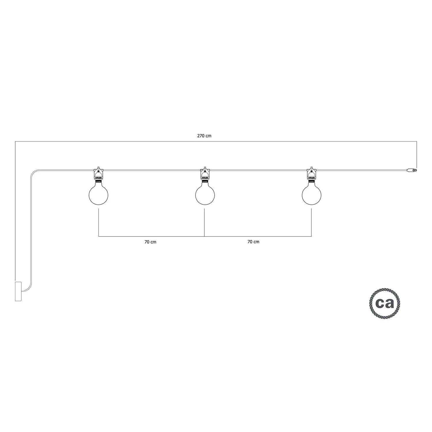 EIVA outdoor string light IP65 with 3 lights and rose