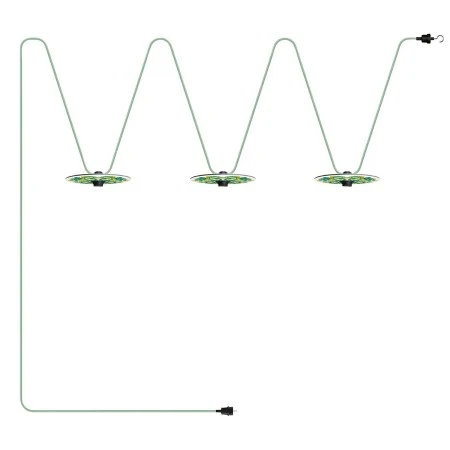 Maioliche' String Light Lumet System starting from 10 m with fabric cable, 3 lamp holders and lampshades, hook and black plug - Majolica Yellow - Green