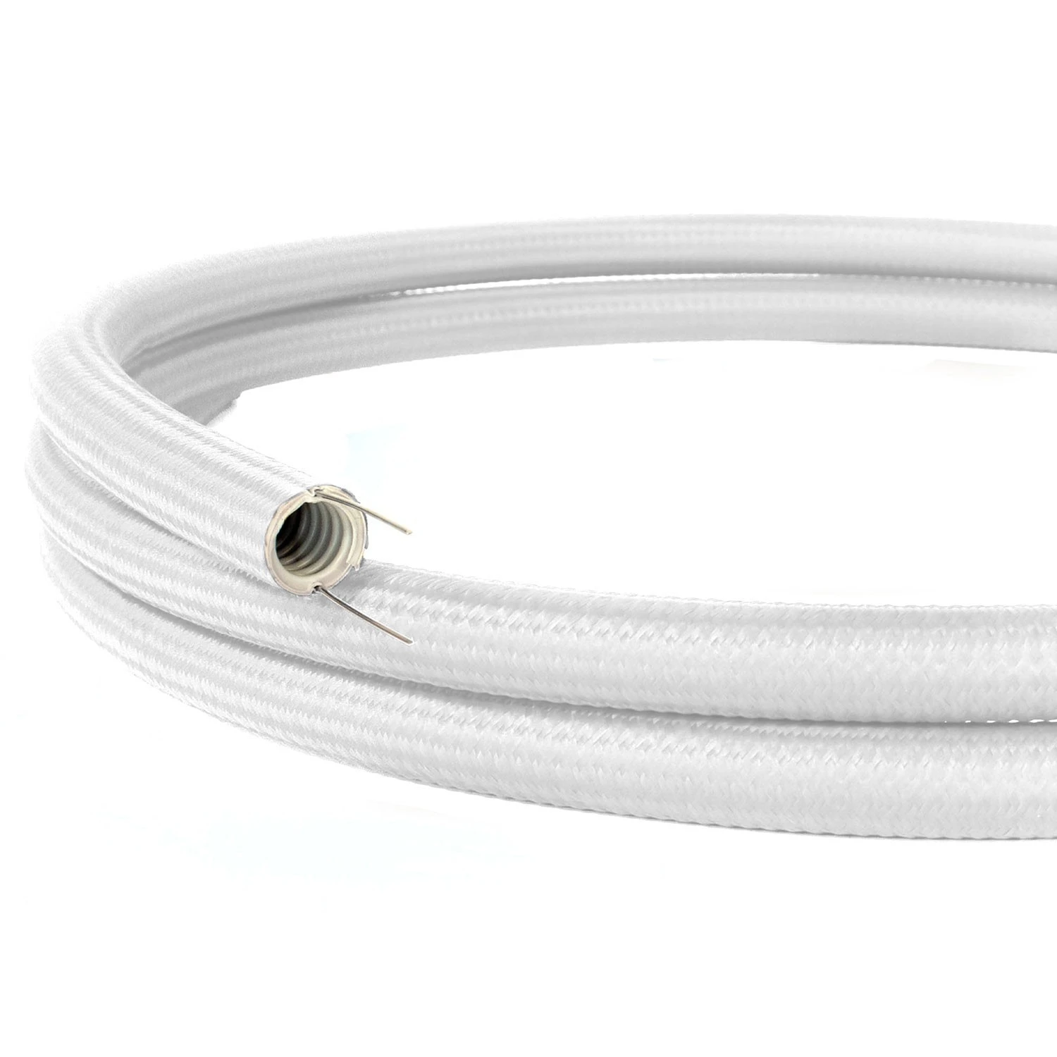 Creative-Tube flexible conduit, Rayon White RM01 fabric covering, diameter 20 mm