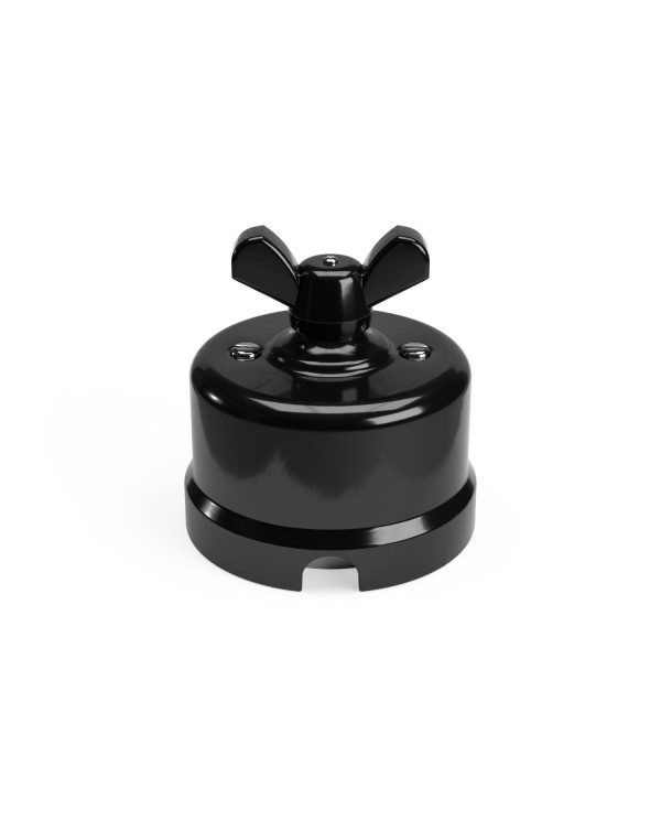 Switch/Diverter in black porcelain with butterfly nut