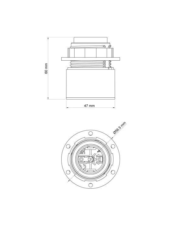 E27 wall or ceiling lamp holder for lampshade - IP44 Waterproof