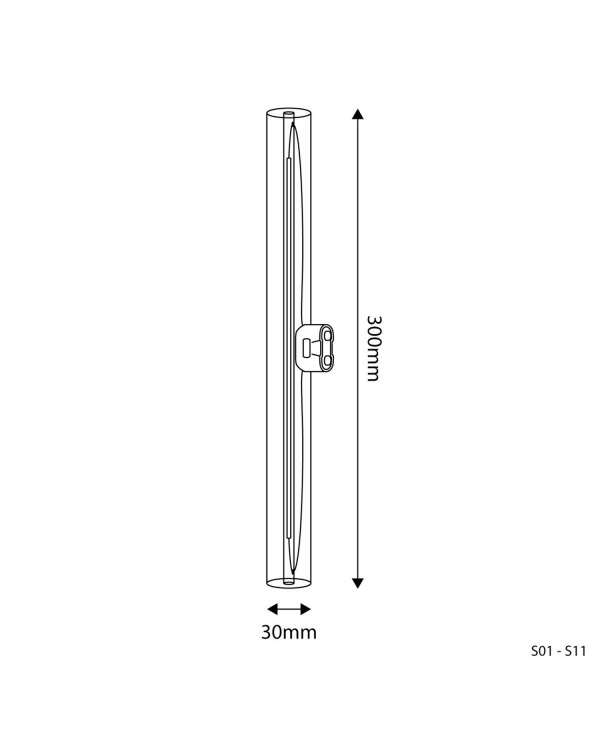 LED Linear Clear S14d Light Bulb CRI 90 - length 300 mm 6W 520Lm 2700K Dimmable - S01