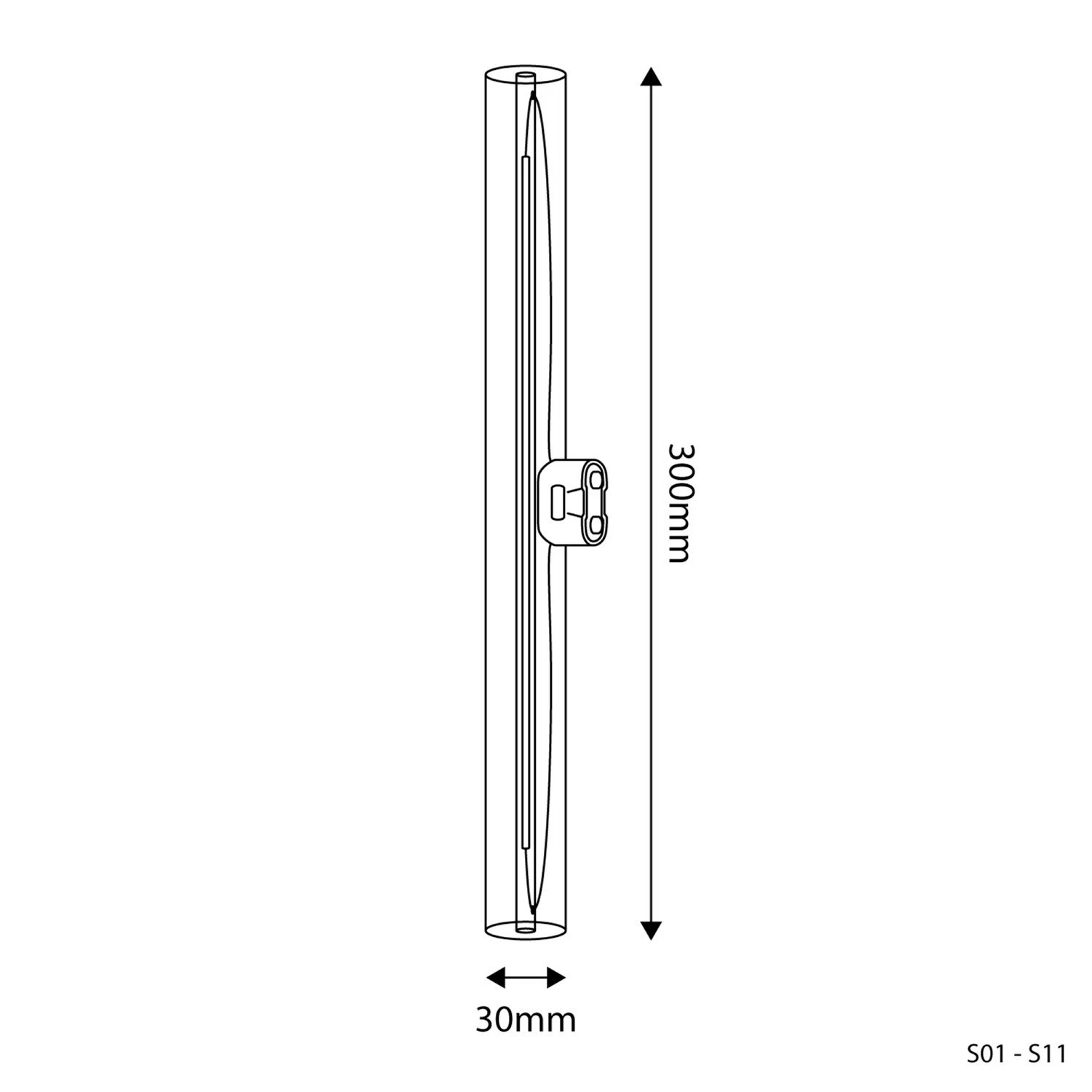 LED Linear Clear S14d Light Bulb CRI 90 - length 500 mm 7W 620Lm 2700K Dimmable - S02