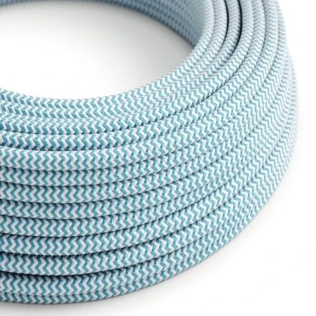 UV resistant round electric cable with zig-zag Turquoise SZ11 fabric lining for outdoor use - Compatible with Eiva Outdoor IP65