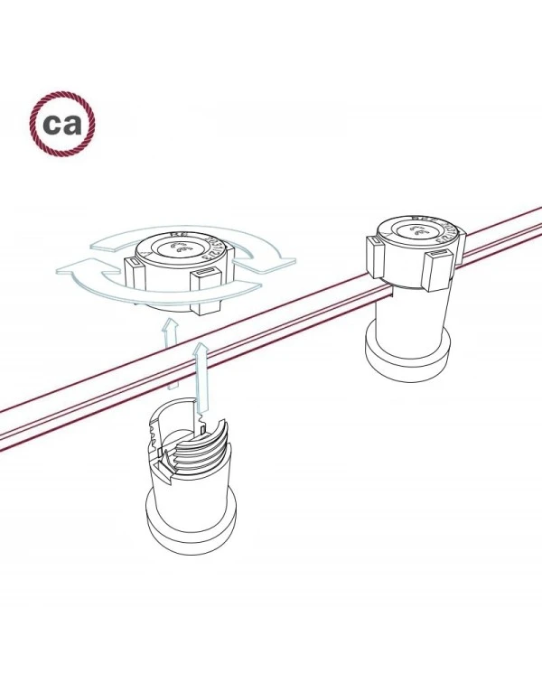 Electric cable for String Lights, covered by linen Grey fabric CN02 - UV resistant