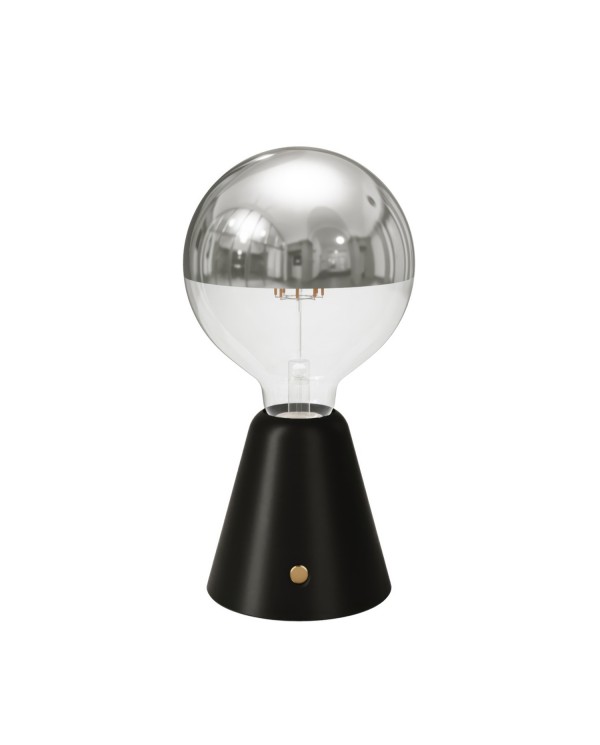 Portable and rechargeable Cabless01 LED lamp with Silver Half Sphere Globe light bulb