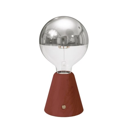 Portable and rechargeable Cabless01 LED lamp with Silver Half Sphere Globe light bulb - Terracotta