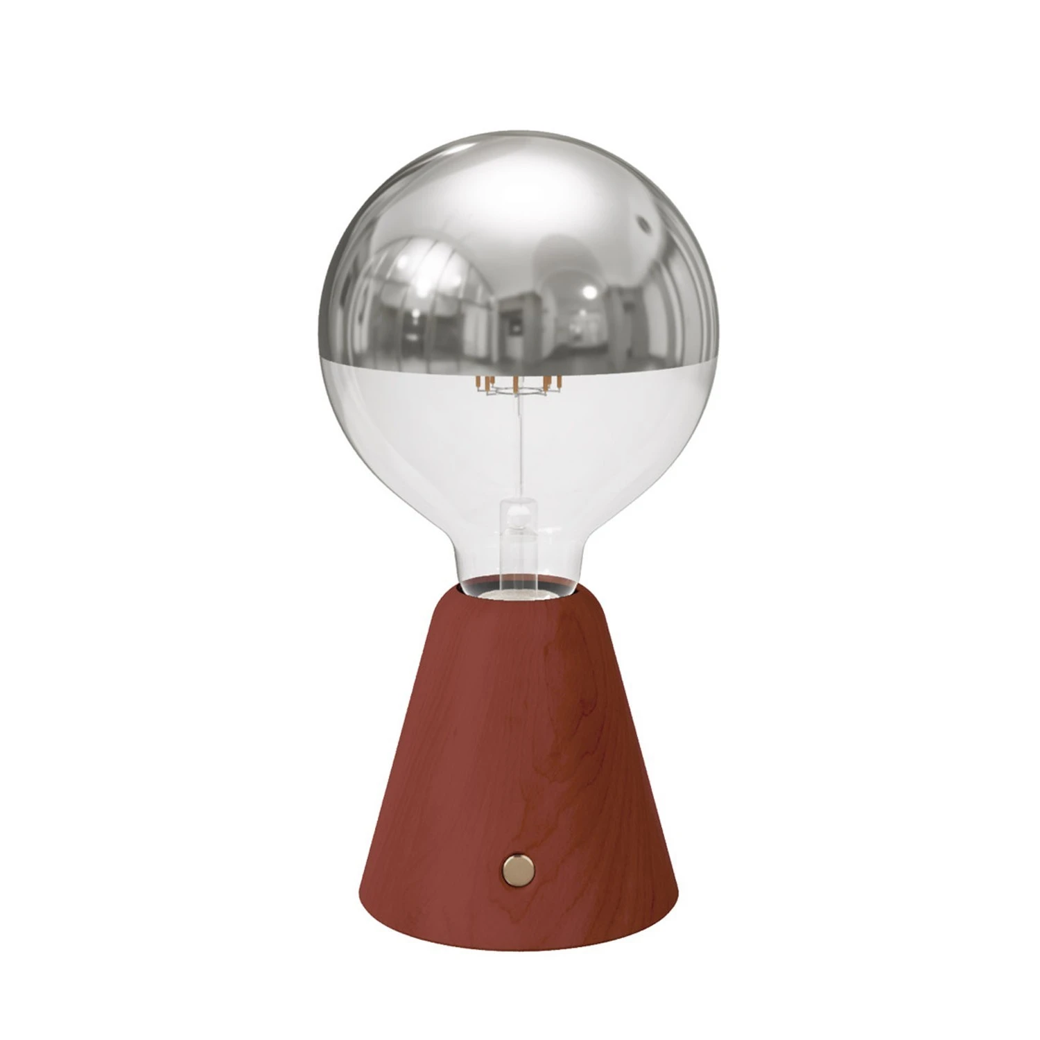 Portable and rechargeable Cabless01 LED lamp with Silver Half Sphere Globe light bulb