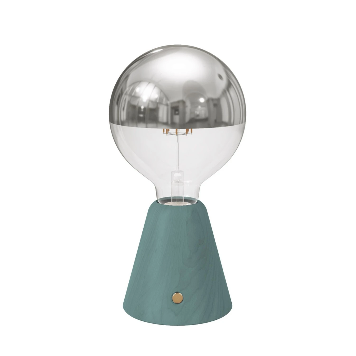 Portable and rechargeable Cabless01 LED lamp with Silver Half Sphere Globe light bulb