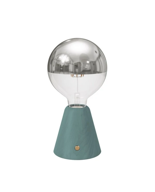 Portable and rechargeable Cabless01 LED lamp with Silver Half Sphere Globe light bulb