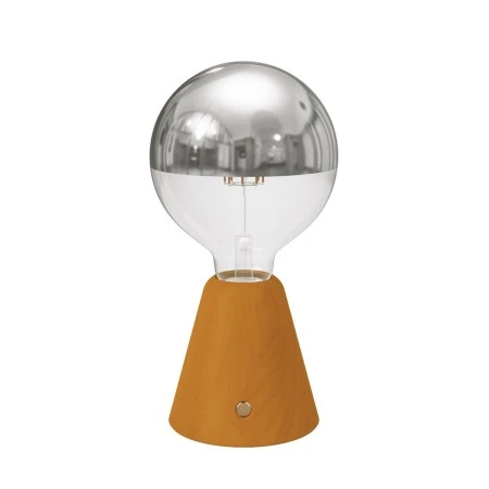 Portable and rechargeable Cabless01 LED lamp with Silver Half Sphere Globe light bulb - Saffron