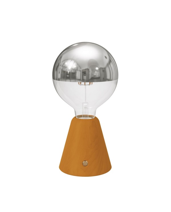 Portable and rechargeable Cabless01 LED lamp with Silver Half Sphere Globe light bulb