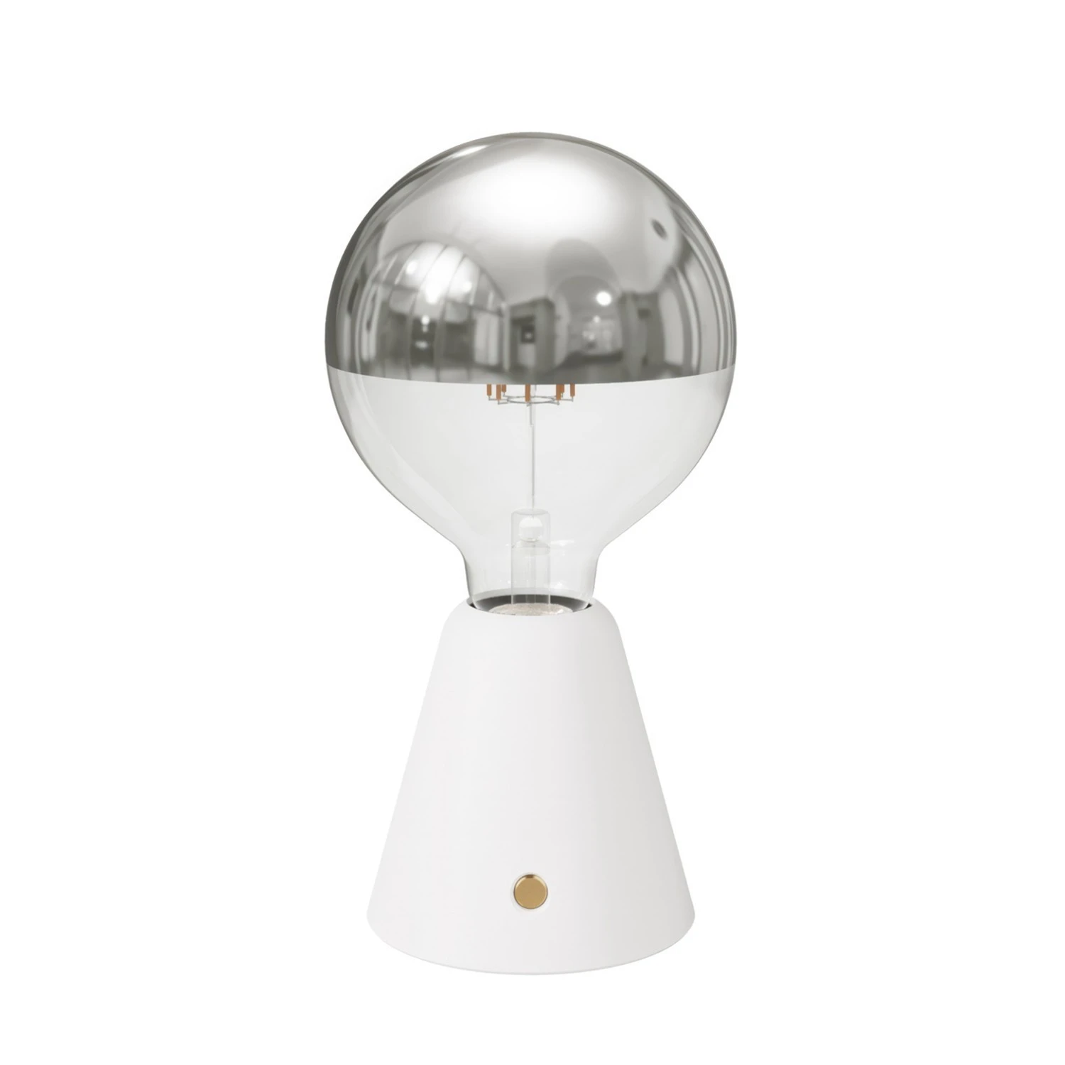 Portable and rechargeable Cabless01 LED lamp with Silver Half Sphere Globe light bulb