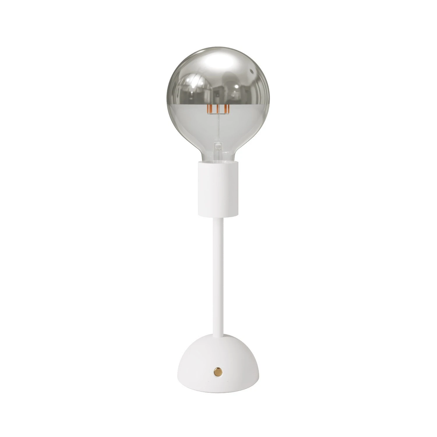 Portable and rechargeable Cabless02 Lamp with Silver Half Sphere light bulb