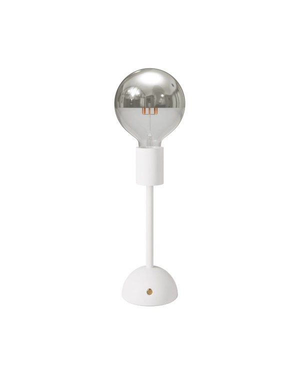 Portable and rechargeable Cabless02 Lamp with Silver Half Sphere light bulb