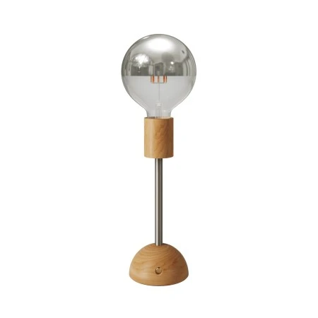 Portable and rechargeable Cabless02 Lamp with Silver Half Sphere light bulb - Neutral