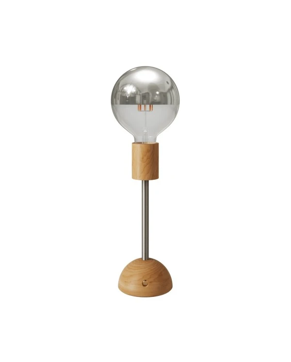 Portable and rechargeable Cabless02 Lamp with Silver Half Sphere light bulb