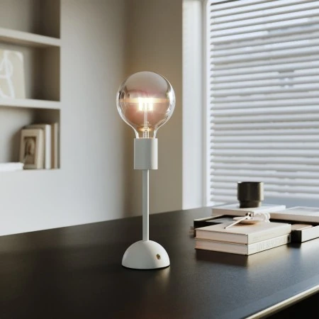 Portable and rechargeable Cabless02 Lamp with Silver Half Sphere light bulb