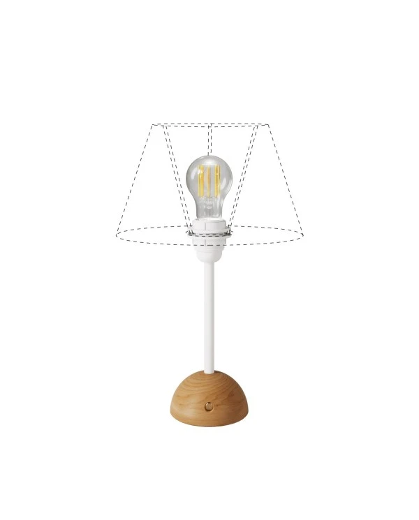 Portable and rechargeable Cabless12 Lamp with Drop light bulb suitable with lampshade