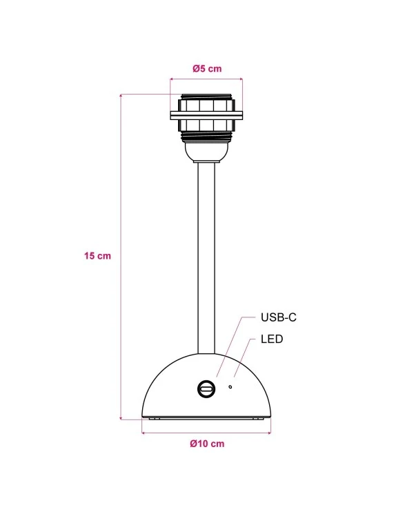 Portable and rechargeable Cabless12 Lamp Base suitable with lampshade