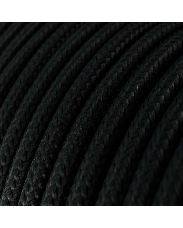 Ultra Soft silicone electric cable with Glossy Charcoal Black fabric lining - RM04 round 2x0,75 mm