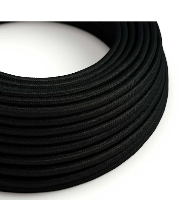 Ultra Soft silicone electric cable with Glossy Charcoal Black fabric lining - RM04 round 2x0,75 mm