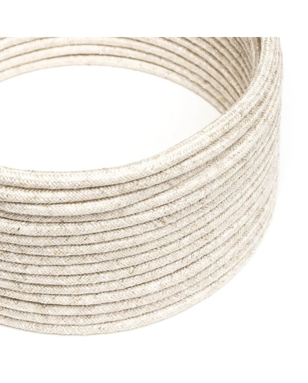 Ultra Soft silicone electric cable with White Melange linen lining - RN01 round 2x0,75 mm