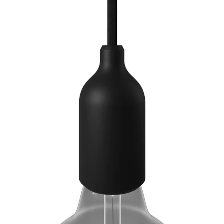Silicone E27 lamp holder kit with hidden cable clamp - Black