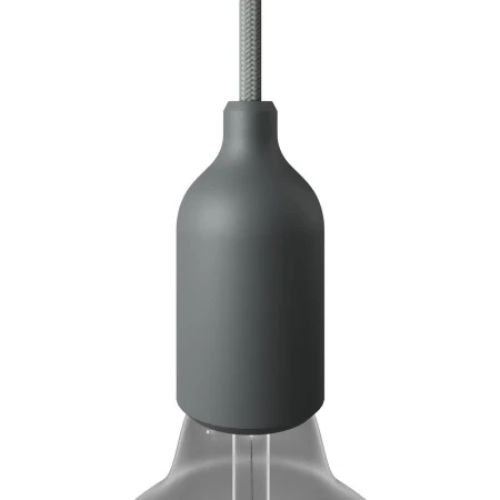 Silicone E27 lamp holder kit with hidden cable clamp - Grey