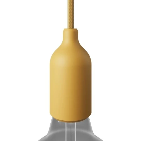 Silicone E27 lamp holder kit with hidden cable clamp - Yellow mustard