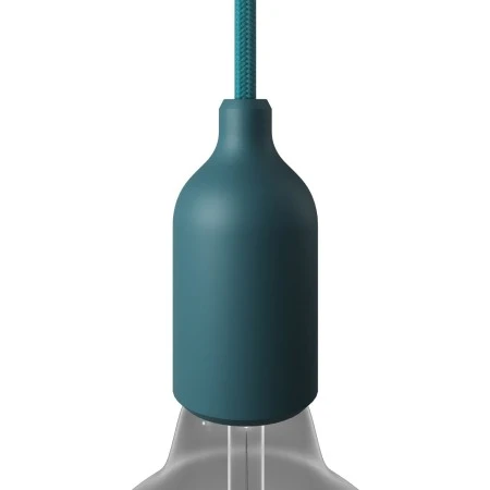 Silicone E27 lamp holder kit with hidden cable clamp - Petrol