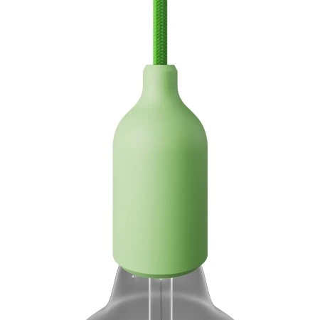 Silicone E27 lamp holder kit with hidden cable clamp - Soft Green