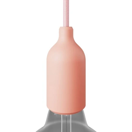 Silicone E27 lamp holder kit with hidden cable clamp - Salmon