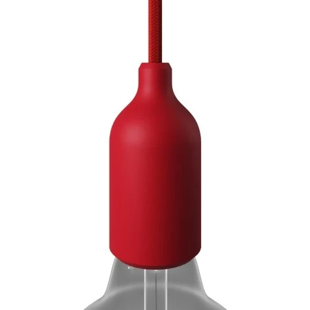 Silicone E27 lamp holder kit with hidden cable clamp - Red
