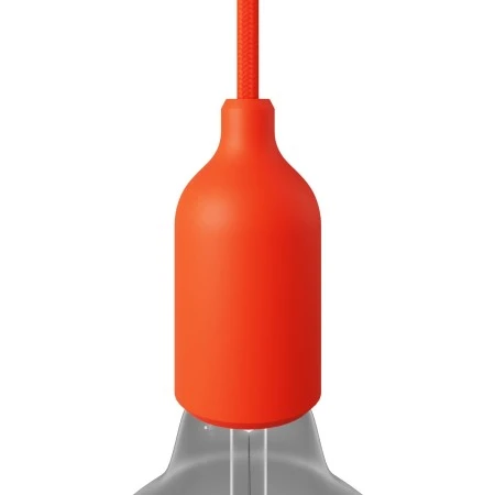 Silicone E27 lamp holder kit with hidden cable clamp - Orange