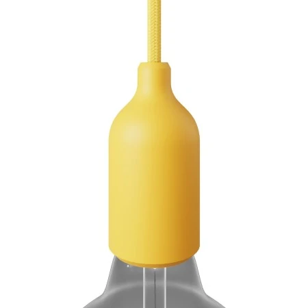 Silicone E27 lamp holder kit with hidden cable clamp - Yellow